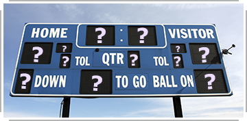 football scoreboard with question marks