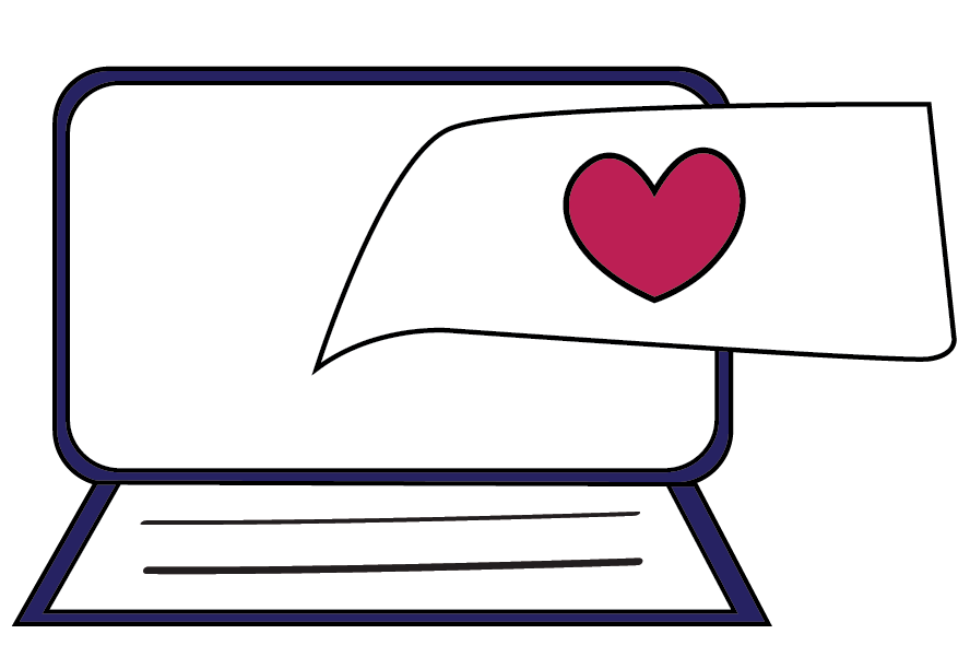 Image of a computer and loving heart