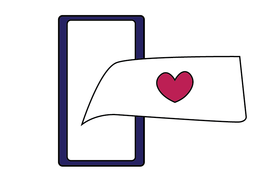 Cell phone with a picture of a loving heart