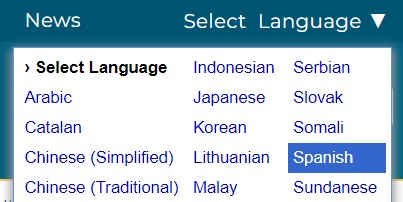 Image of the Select Language option.
