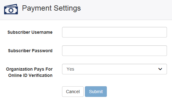 Screenshot of Payment Setting page