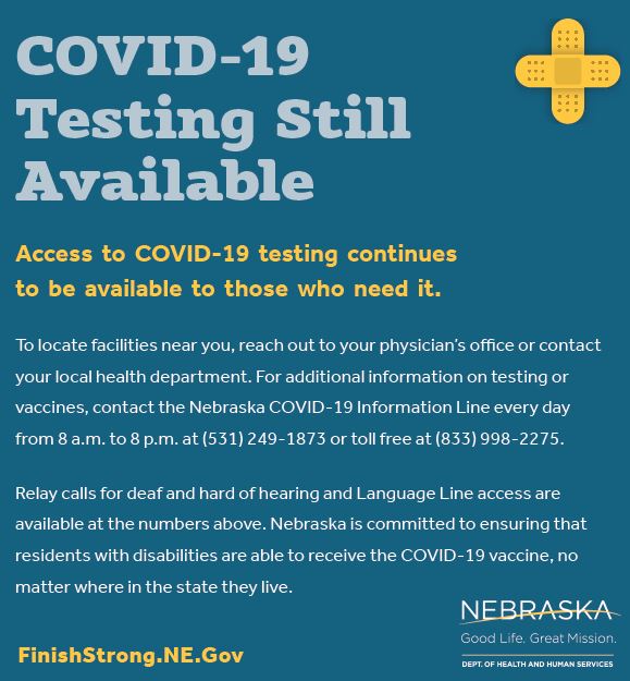 Access to COVID-19 testing continues to be available to those who need it.