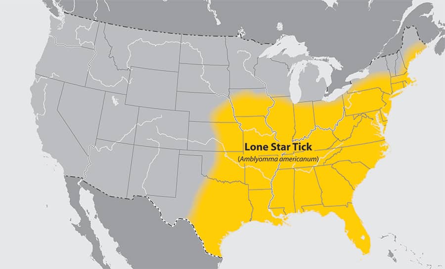 Lone Star Tick Habitation Map
